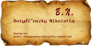 Botyánszky Nikoletta névjegykártya